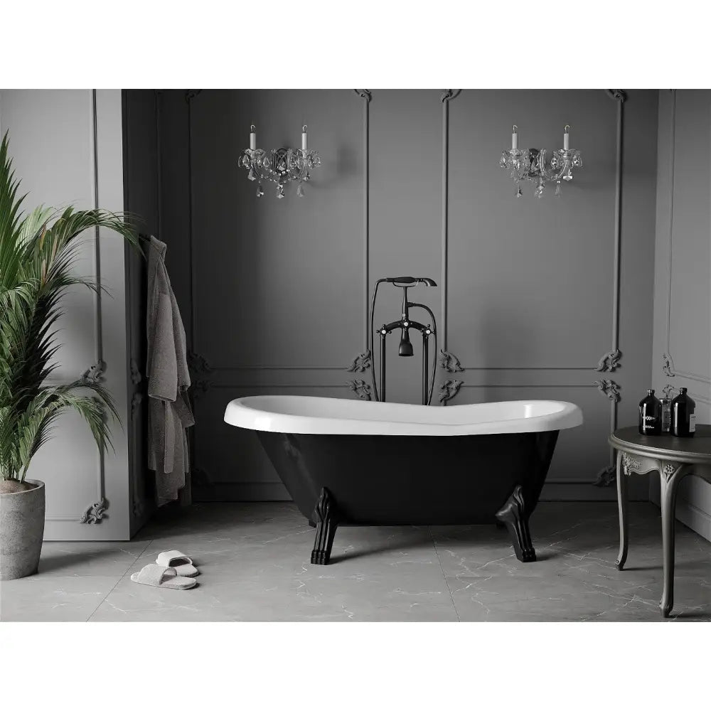 Mexen Retro Frittstående Badekar 150x73 Cm Hvit/svart Svarte Ben - 53251507375