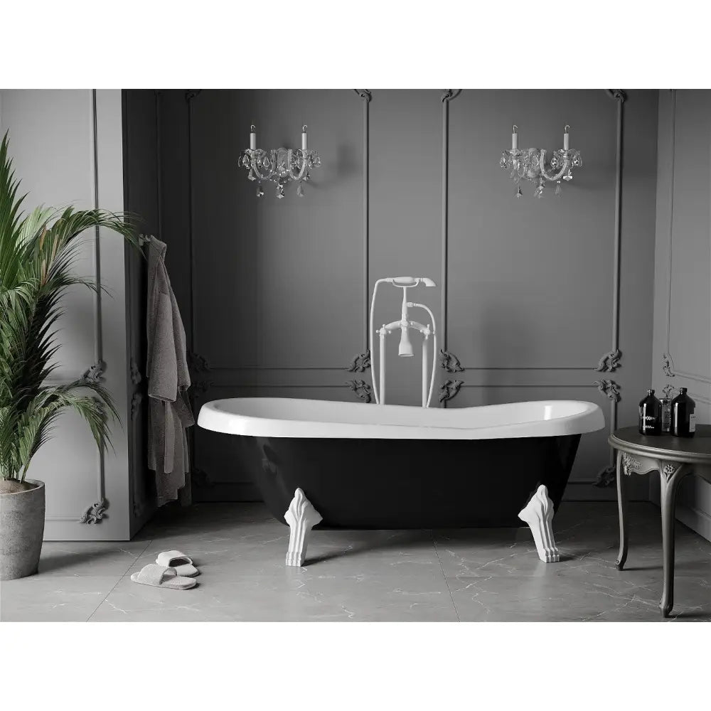 Mexen Retro Frittstående Badekar 170x75 Cm Hvit/svart Hvite Ben - 53251707575