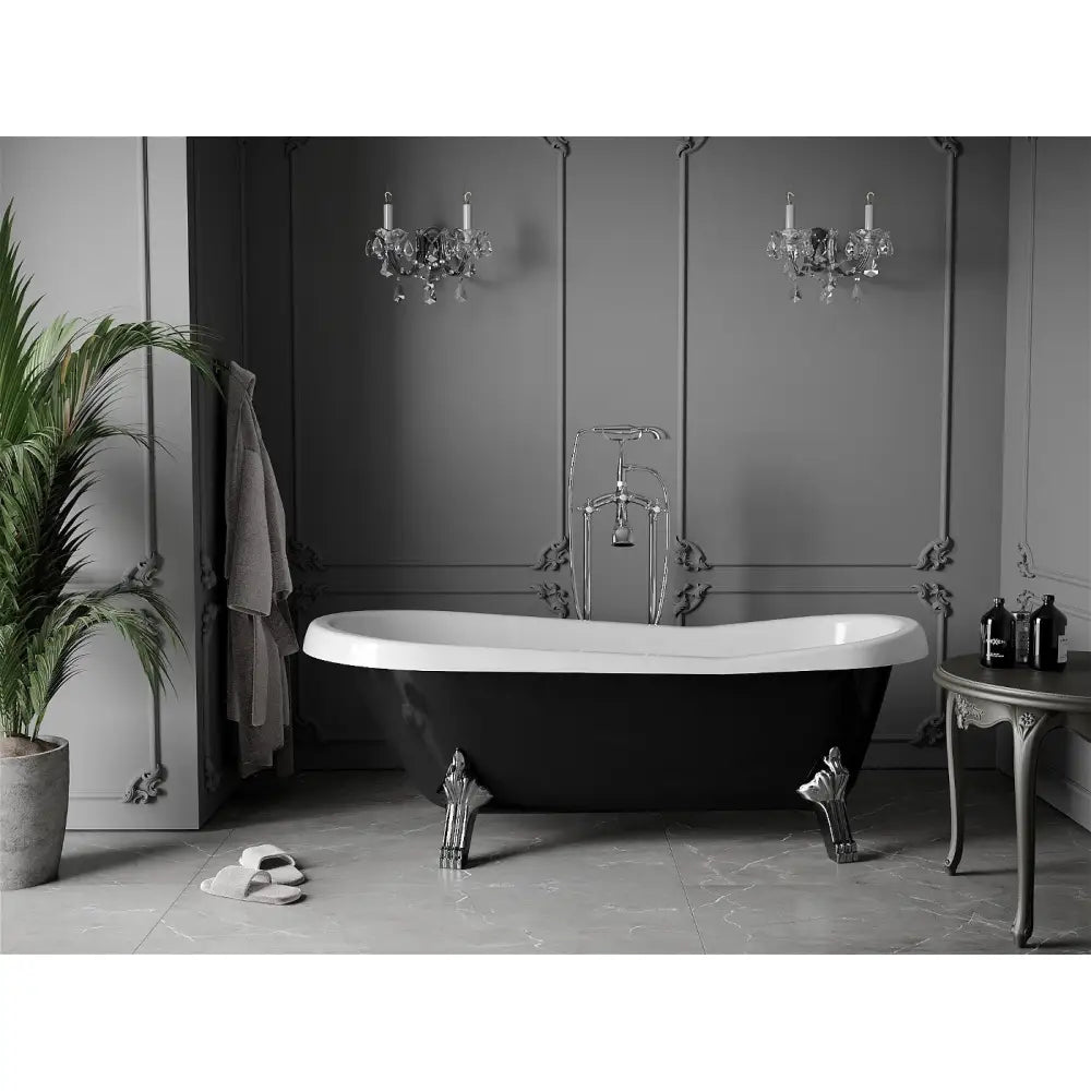 Mexen Retro Frittstående Badekar 170x75 Cm Hvit/svart Krom Ben - 53251707575