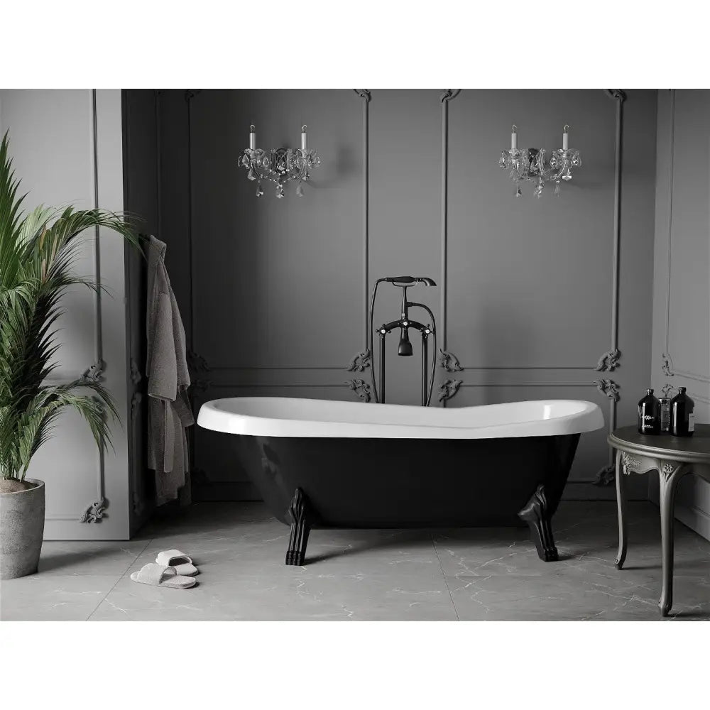 Mexen Retro Frittstående Badekar 170x75 Cm Hvit/svart Svarte Ben - 53251707575