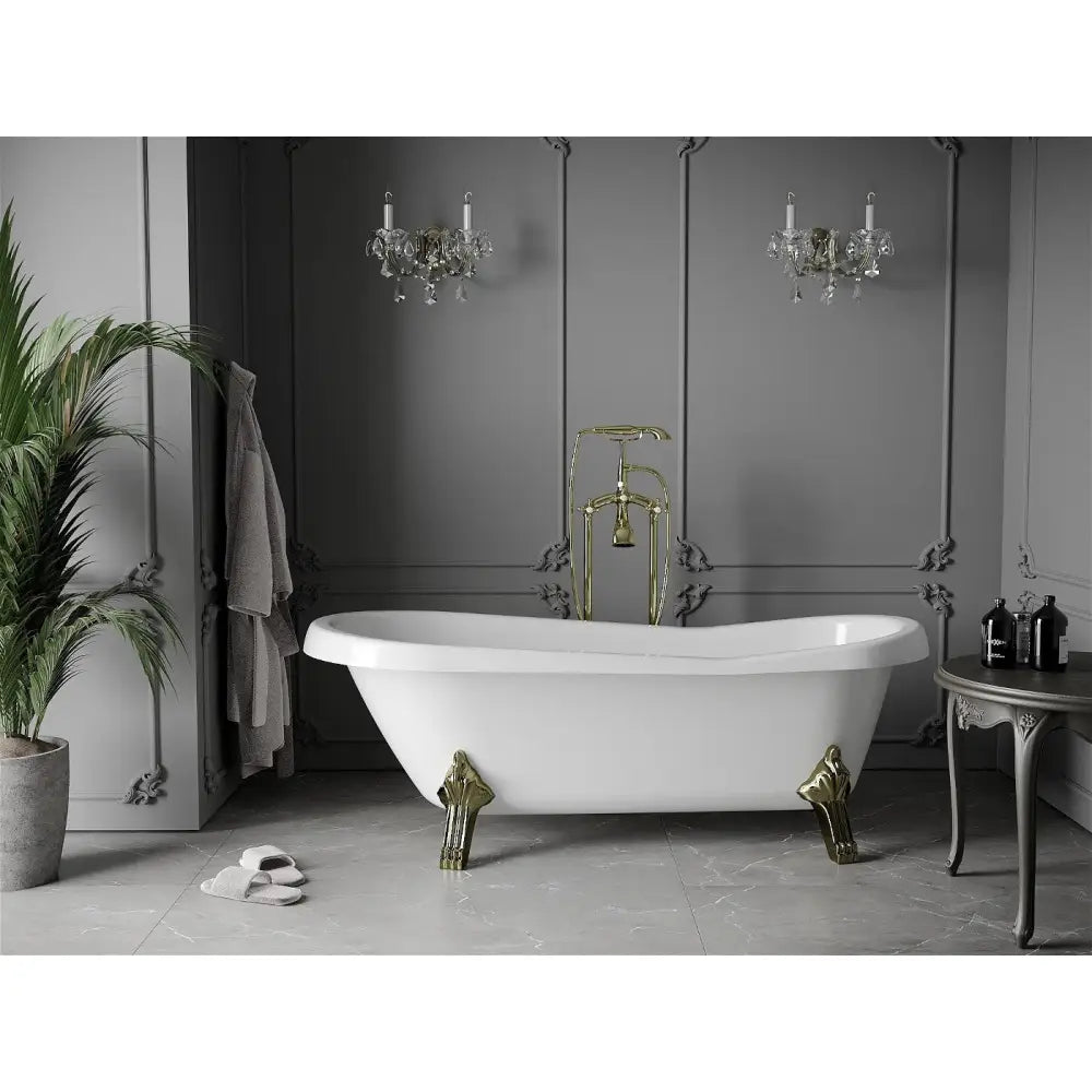 Mexen Retro Frittstående Badekar 170x75 Cm Hvitt Gylne Ben - 53251707500