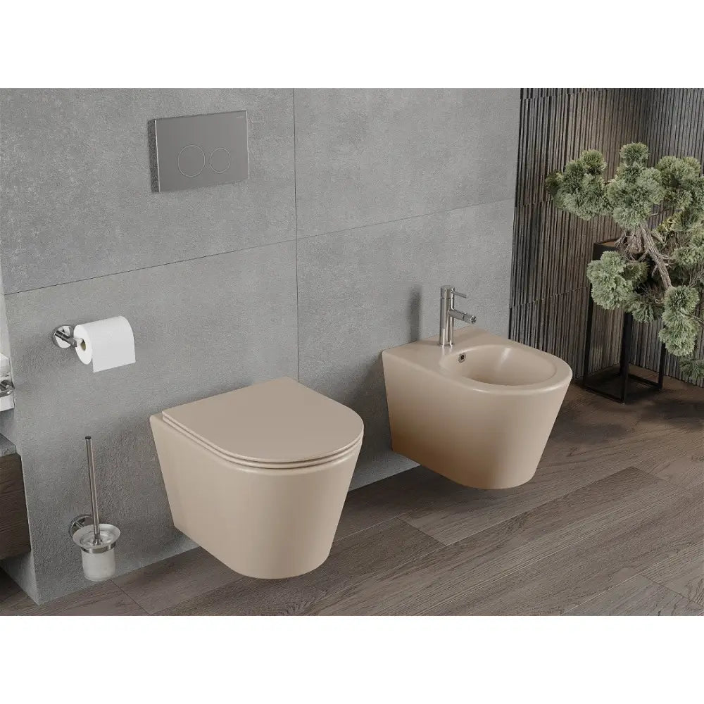 Mexen Rico Toalettskål Rimless med Soft-close Sete Slim Duroplast Matt Cappuccino
