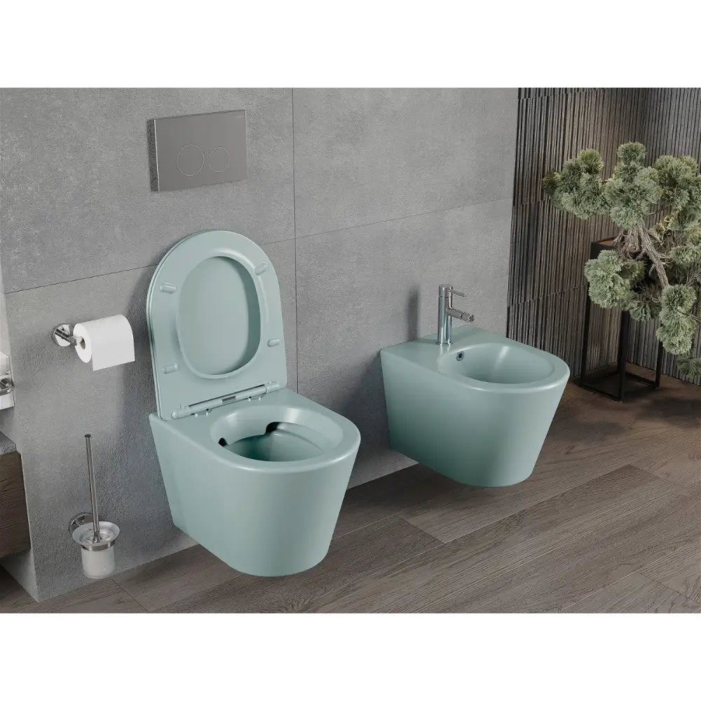 Mexen Rico Toalettskål Rimless med Soft-close Sete Slim Duroplast Lys Grønn Matt