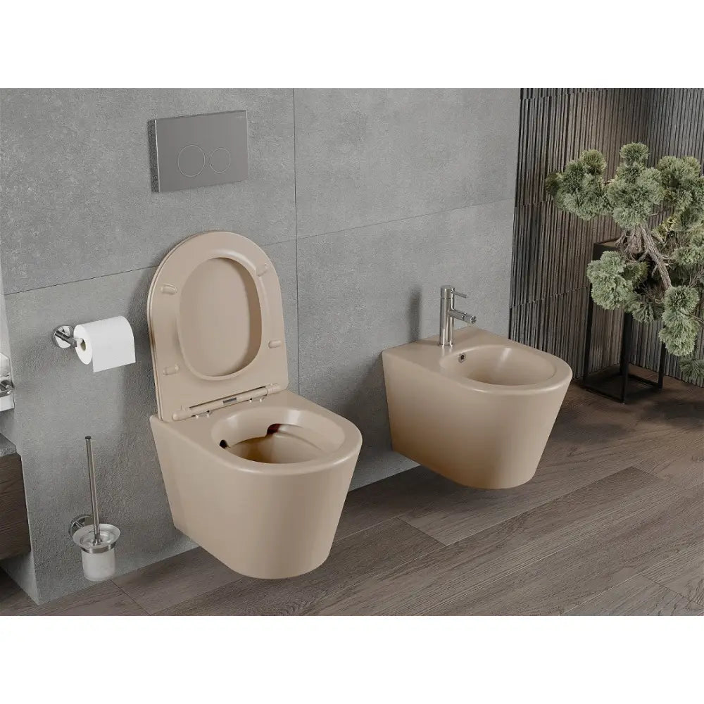 Mexen Rico Toalettskål Rimless med Soft-close Sete Slim Duroplast Matt Cappuccino