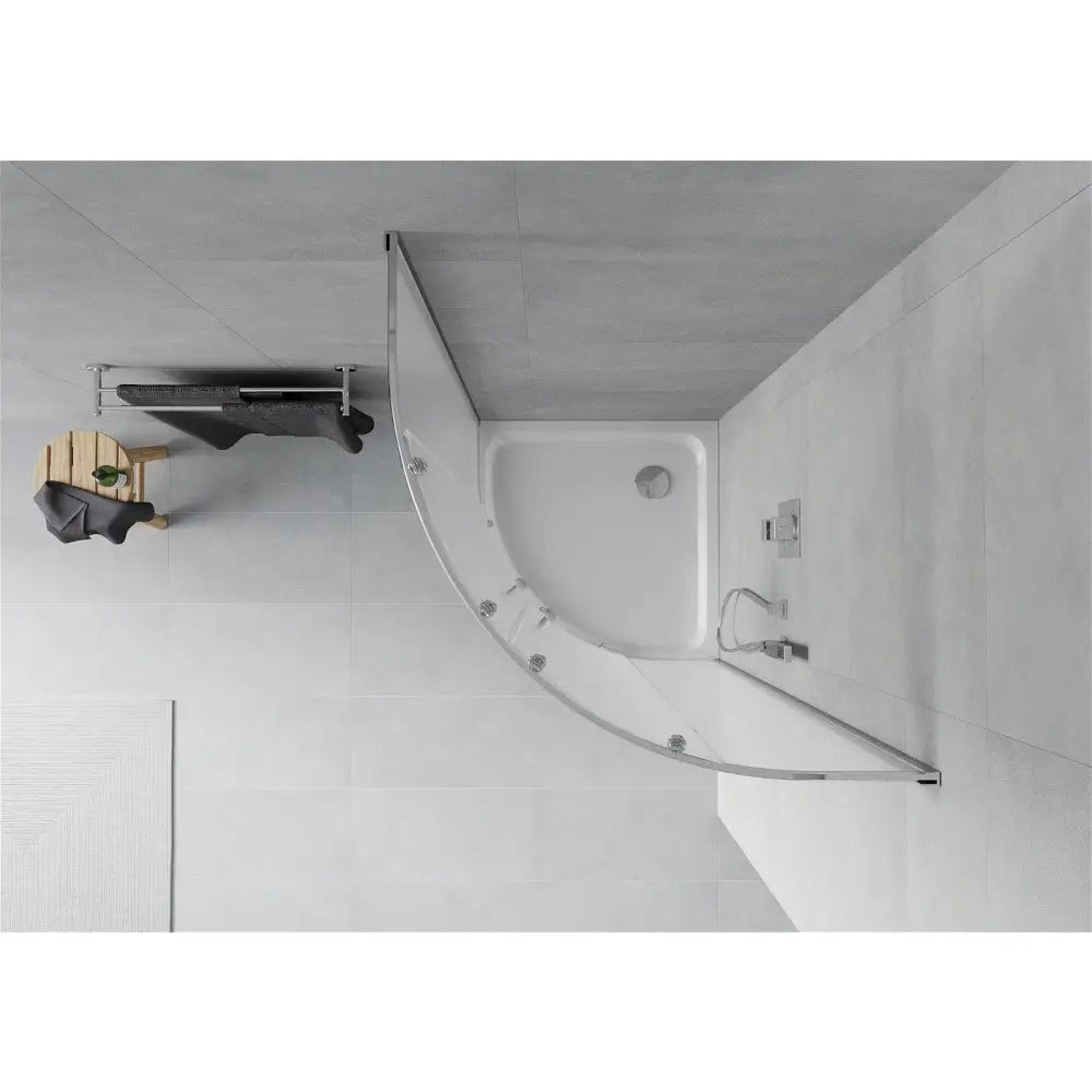 Dusjhjørne med Dusjbrett Halvrund 80x80 Cm Frostet Krom