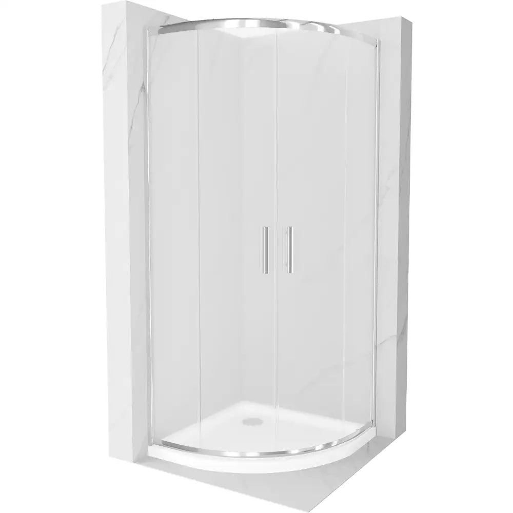 Dusjhjørne med Dusjbrett Halvrund 80x80 Cm Frostet Krom