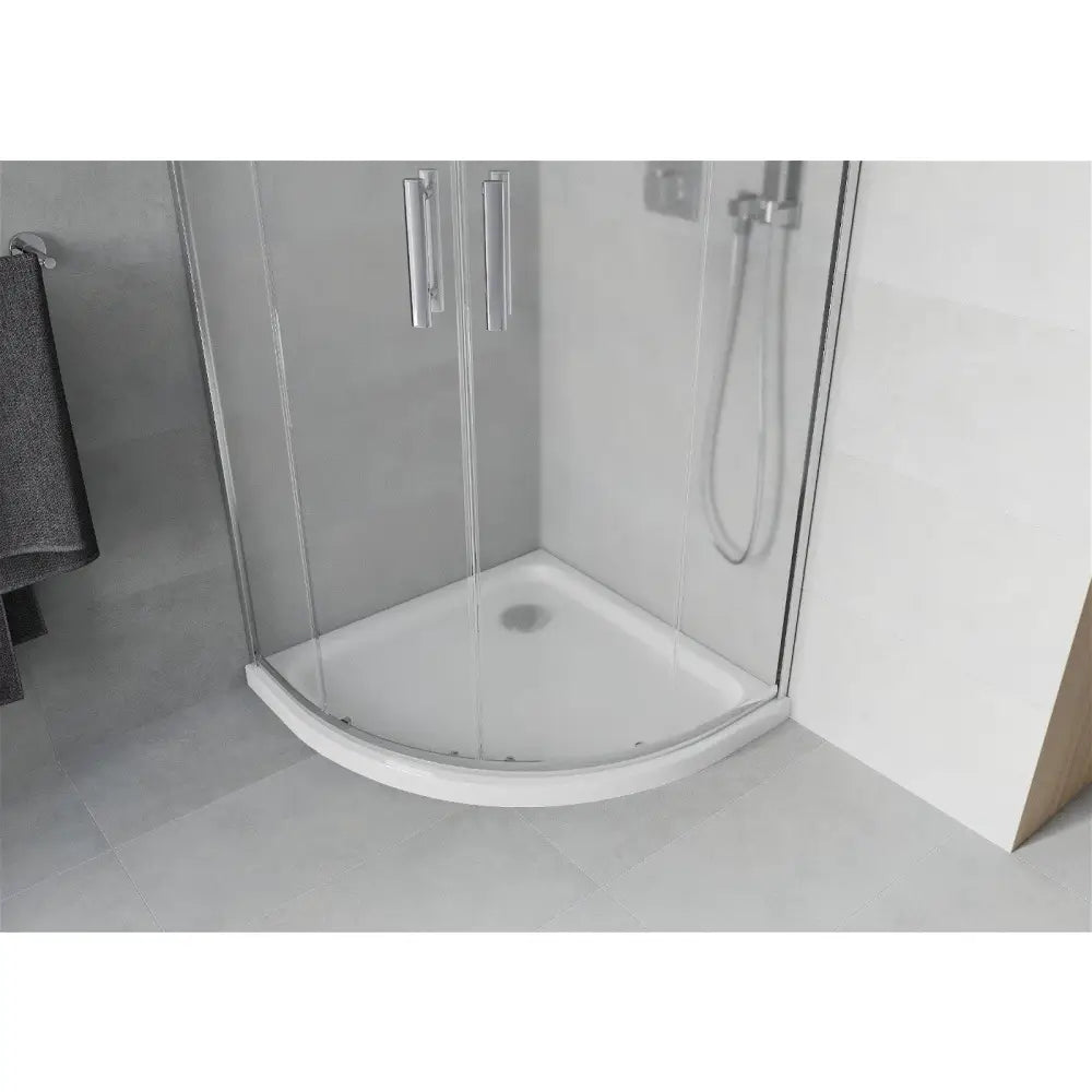 Dusjhjørne med Dusjbrett Halvrund 80x80 Cm Frostet Krom