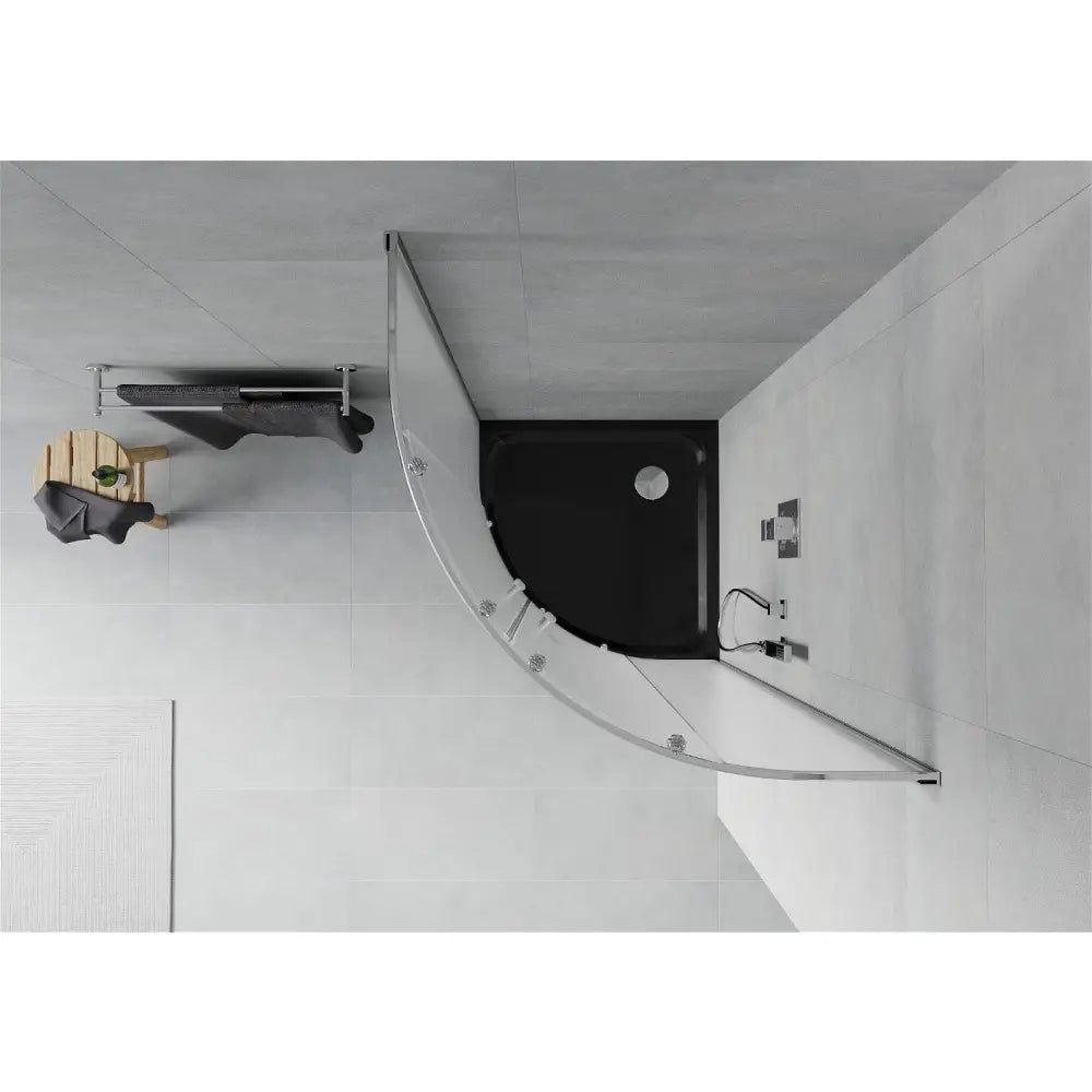 Dusjhjørne med Dusjbrett Halvrund 80x80 Cm Frostet Krom