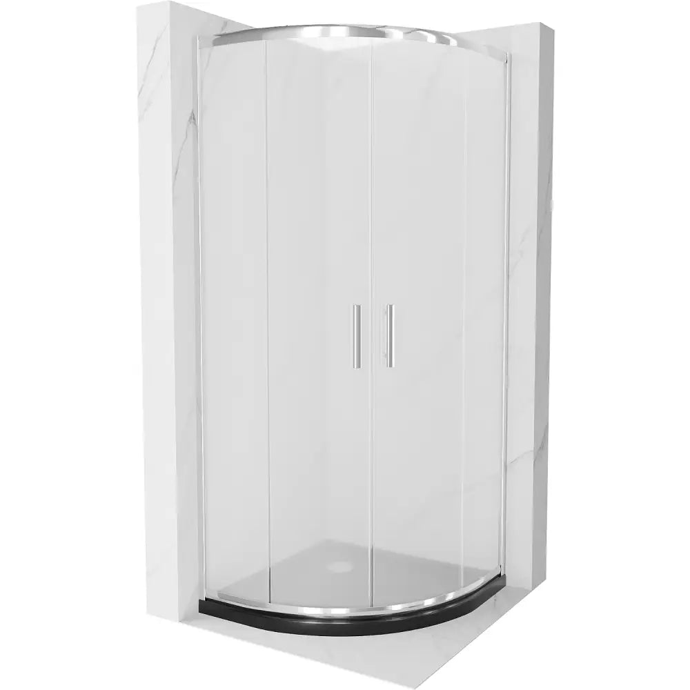 Dusjhjørne med Dusjbrett Halvrund 80x80 Cm Frostet Krom