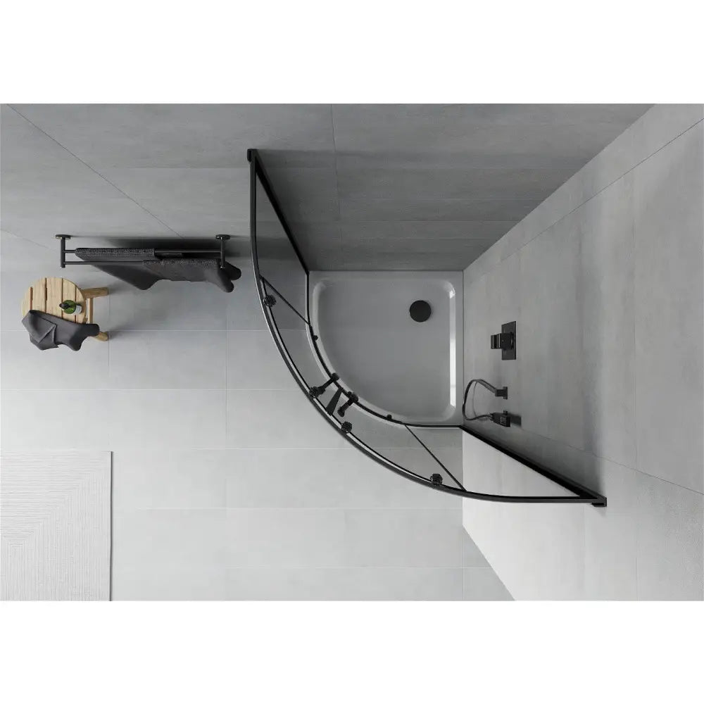 Dusjhjørne med Dusjbrett Halvrund 80x80 Cm Grafitt