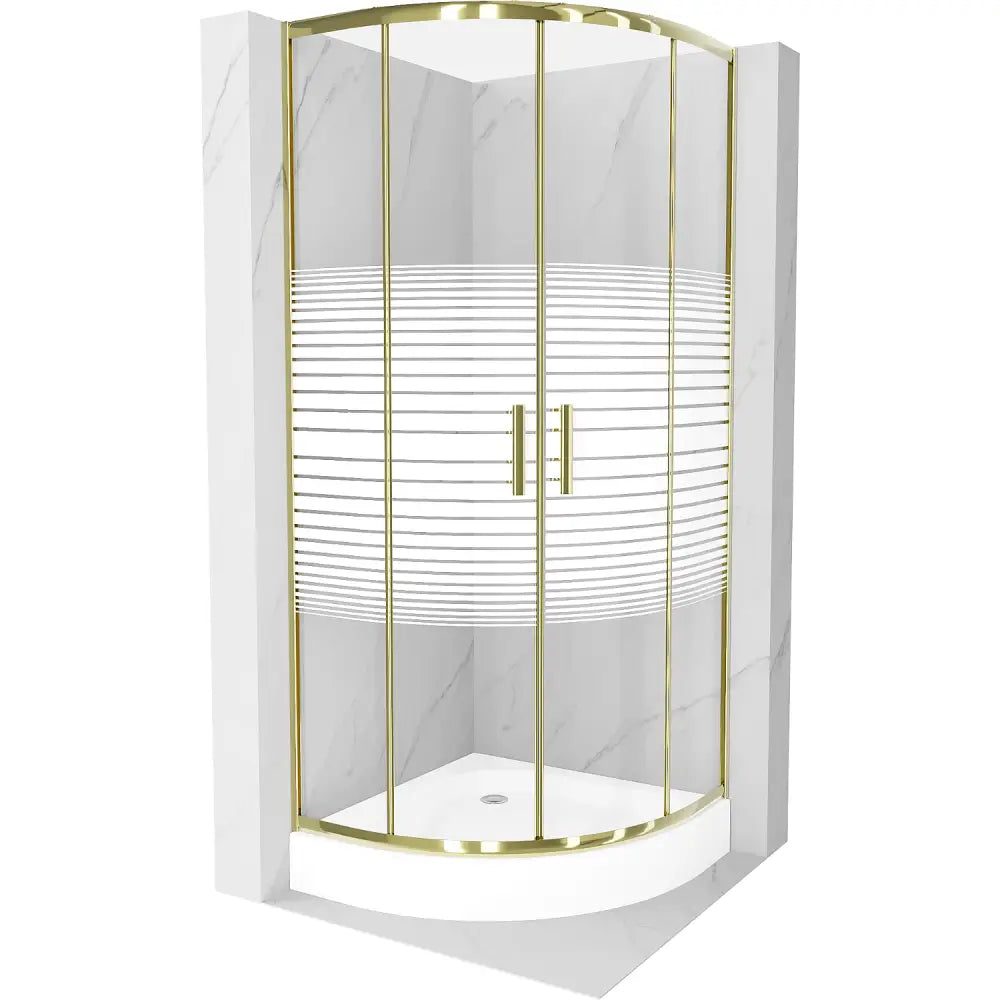 Dusjhjørne med Dusjbrett Halvrund 80x80 Cm Striper Gull