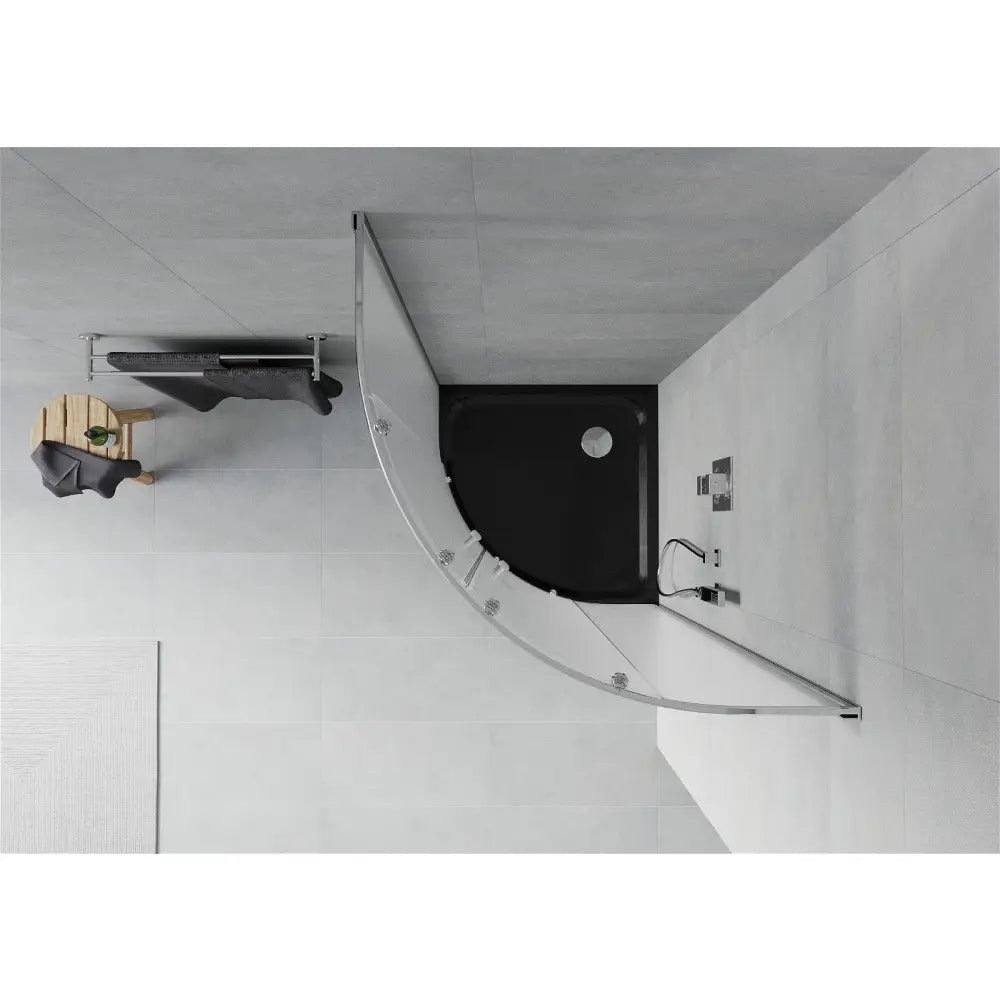 Dusjhjørne med Dusjbrett Halvrund 90x90 Cm Frost Krom