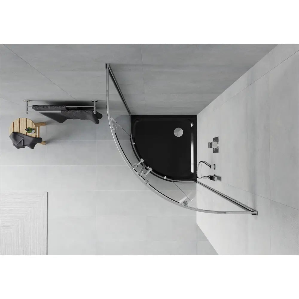 Dusjhjørne med Dusjbrett Halvrund 90x90 Cm Gjennomsiktig Krom S2