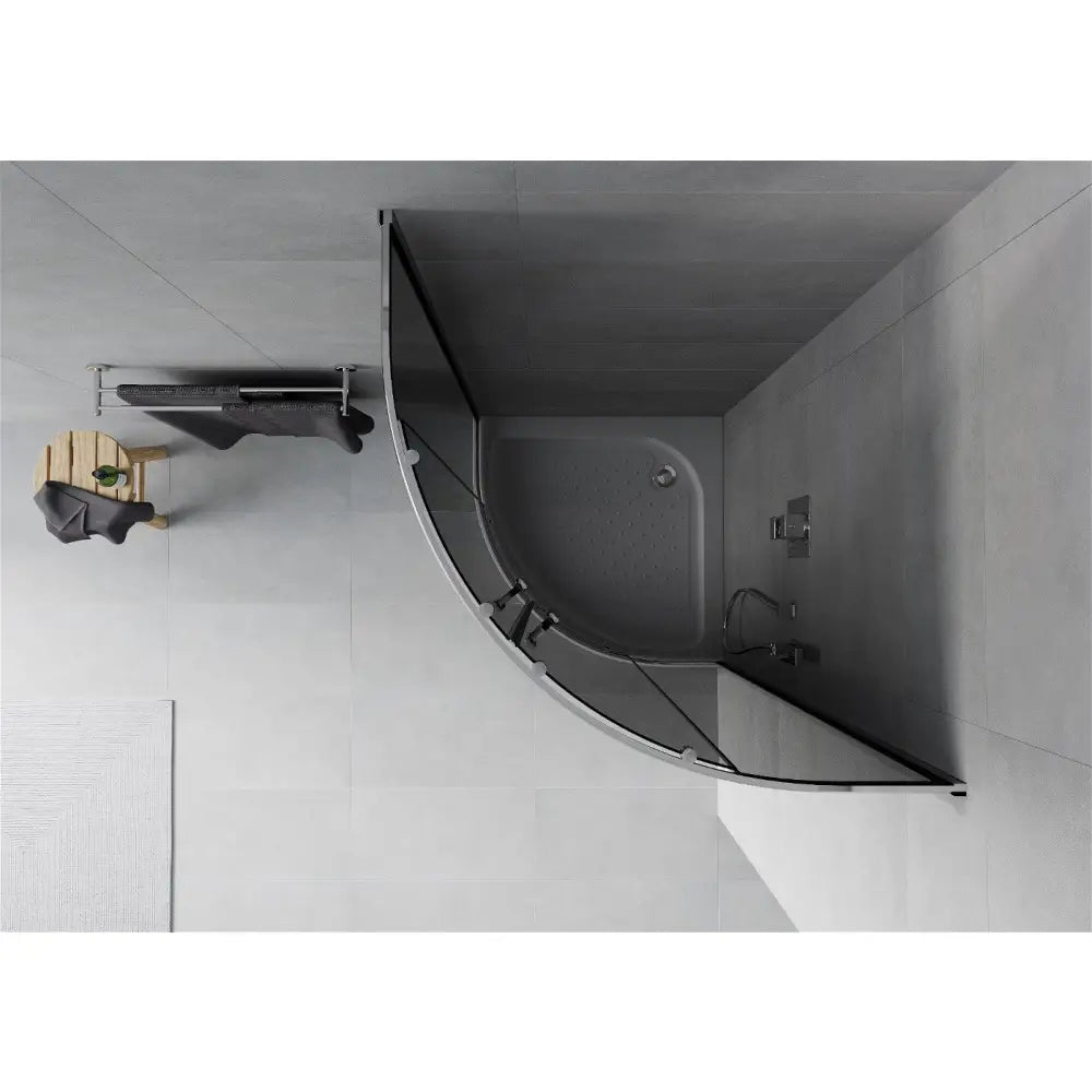 Dusjhjørne med Dusjbrett Halvrund 90x90 Cm Grafitt