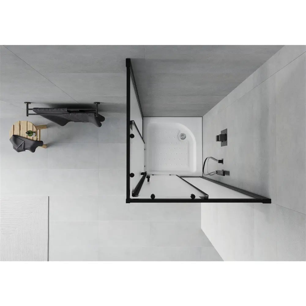 Dusjhjørne med Dusjbrett Kvadratisk 70x70 Cm Frostet Svart