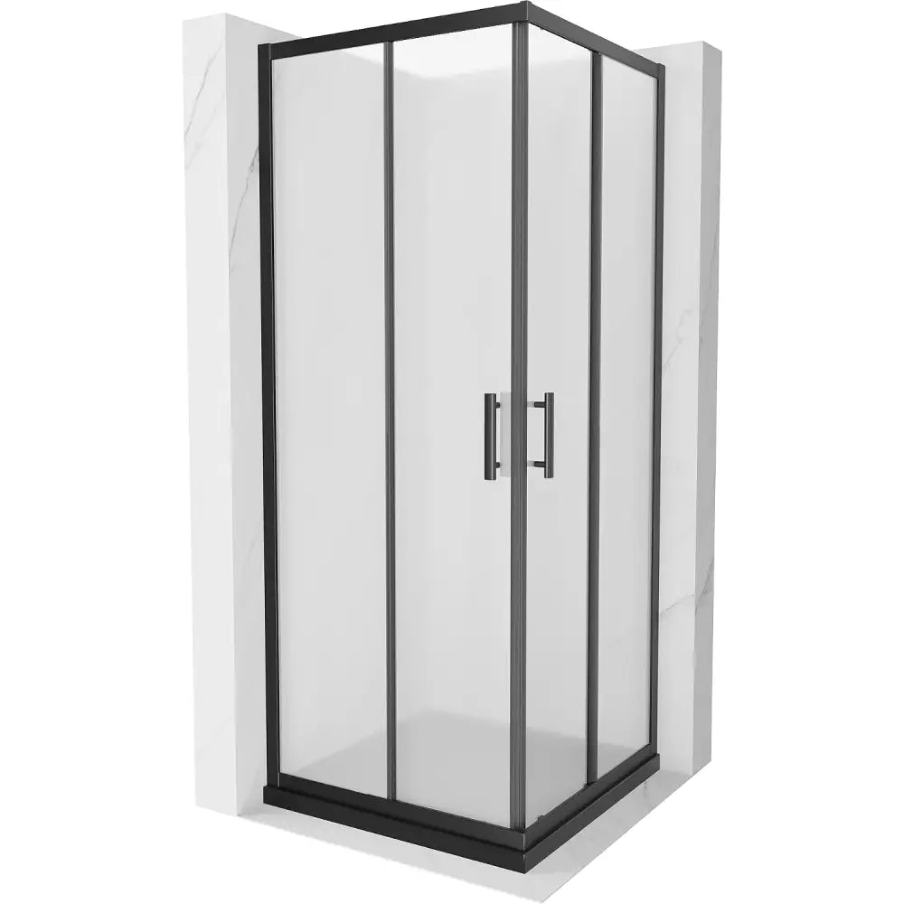 Dusjhjørne med Dusjbrett Kvadratisk 70x70 Cm Frostet Svart