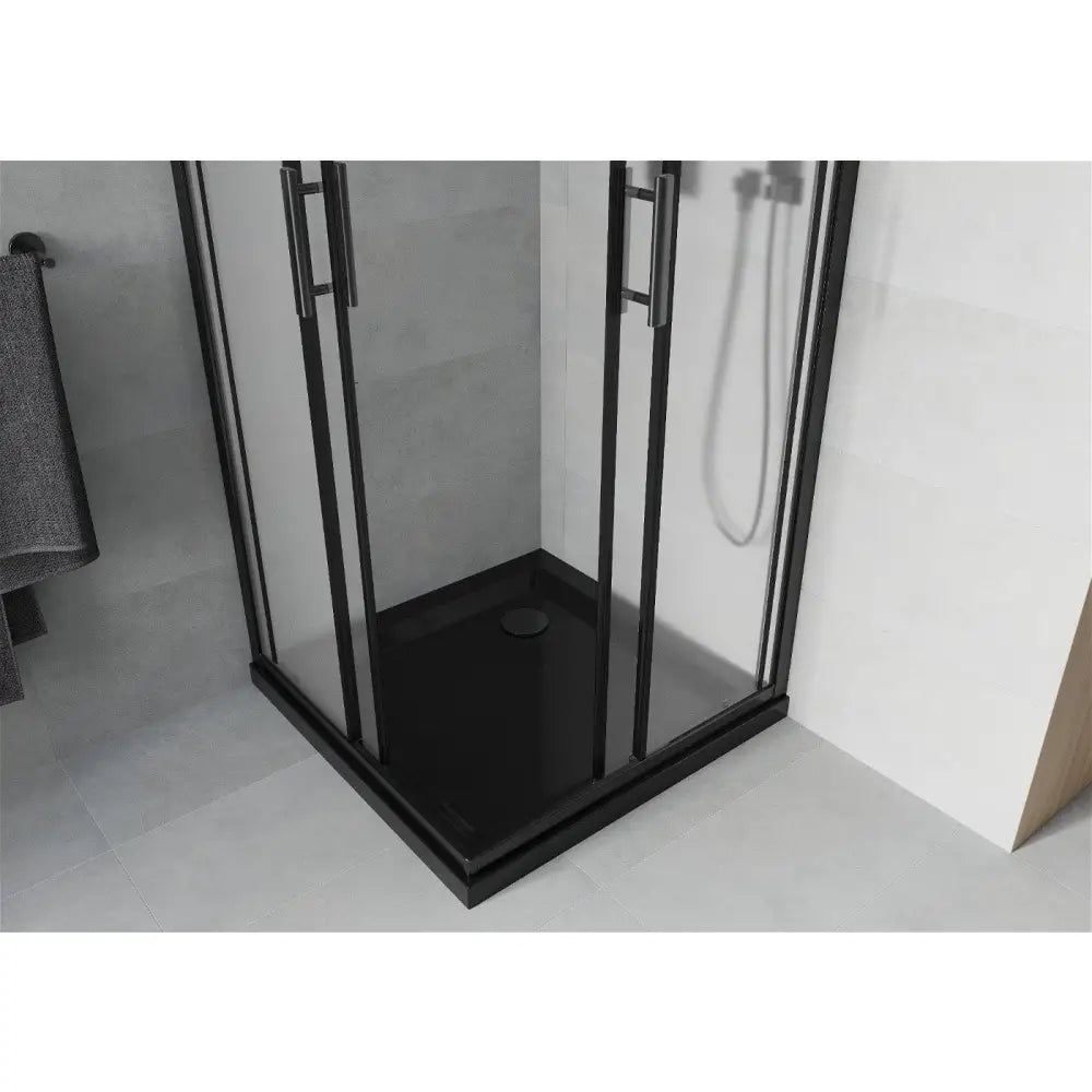 Dusjhjørne med Dusjbrett Kvadratisk 70x70 Cm Frostet Svart