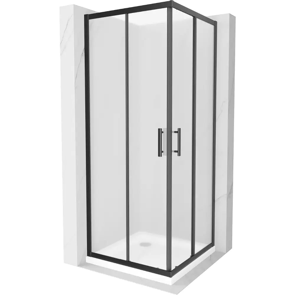 Dusjhjørne med Dusjbrett Kvadratisk 70x70 Cm Frostet Svart S2