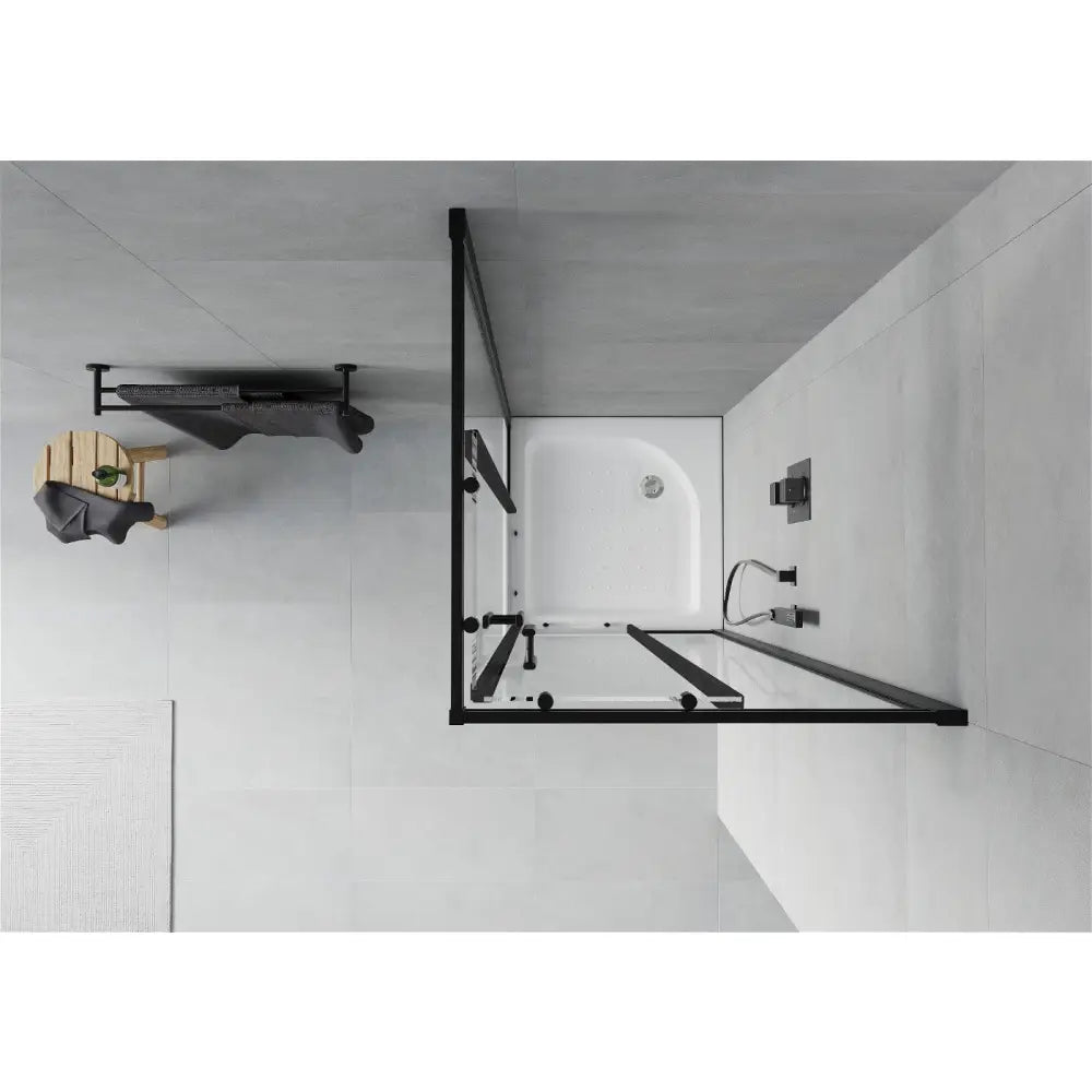 Dusjhjørne med Dusjbrett Kvadratisk 70x70 Cm Gjennomsiktig Svart S2