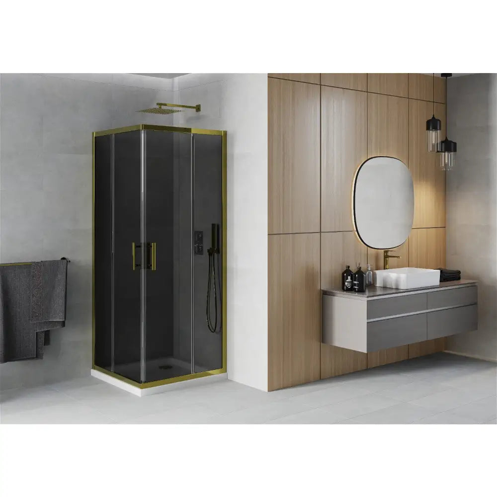 Dusjhjørne med Dusjbrett Kvadratisk 70x70 Cm Grafitt S3