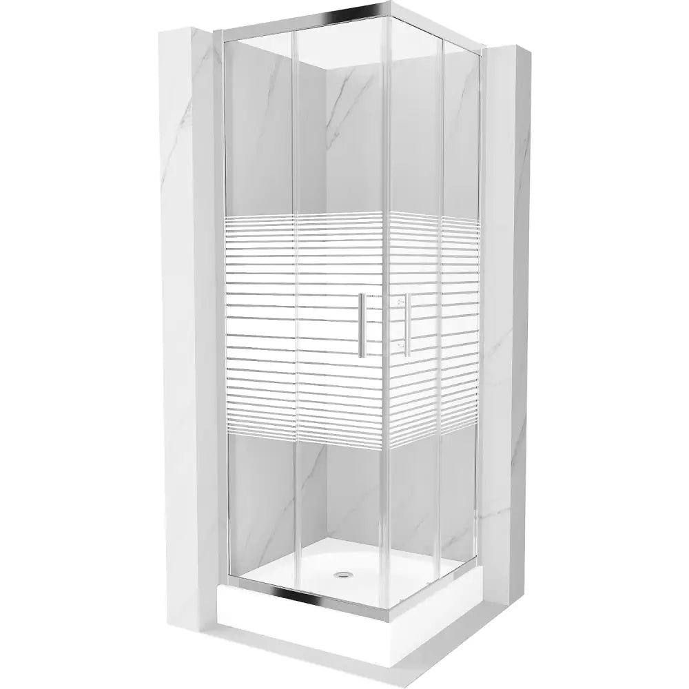 Dusjhjørne med Dusjbrett Kvadratisk 70x70 Cm Striper Krom