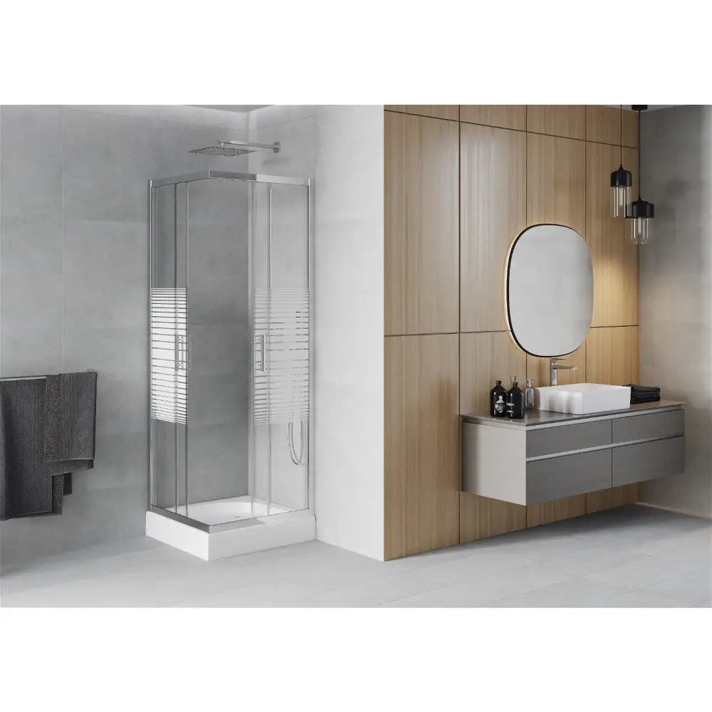 Dusjhjørne med Dusjbrett Kvadratisk 70x70 Cm Striper Krom