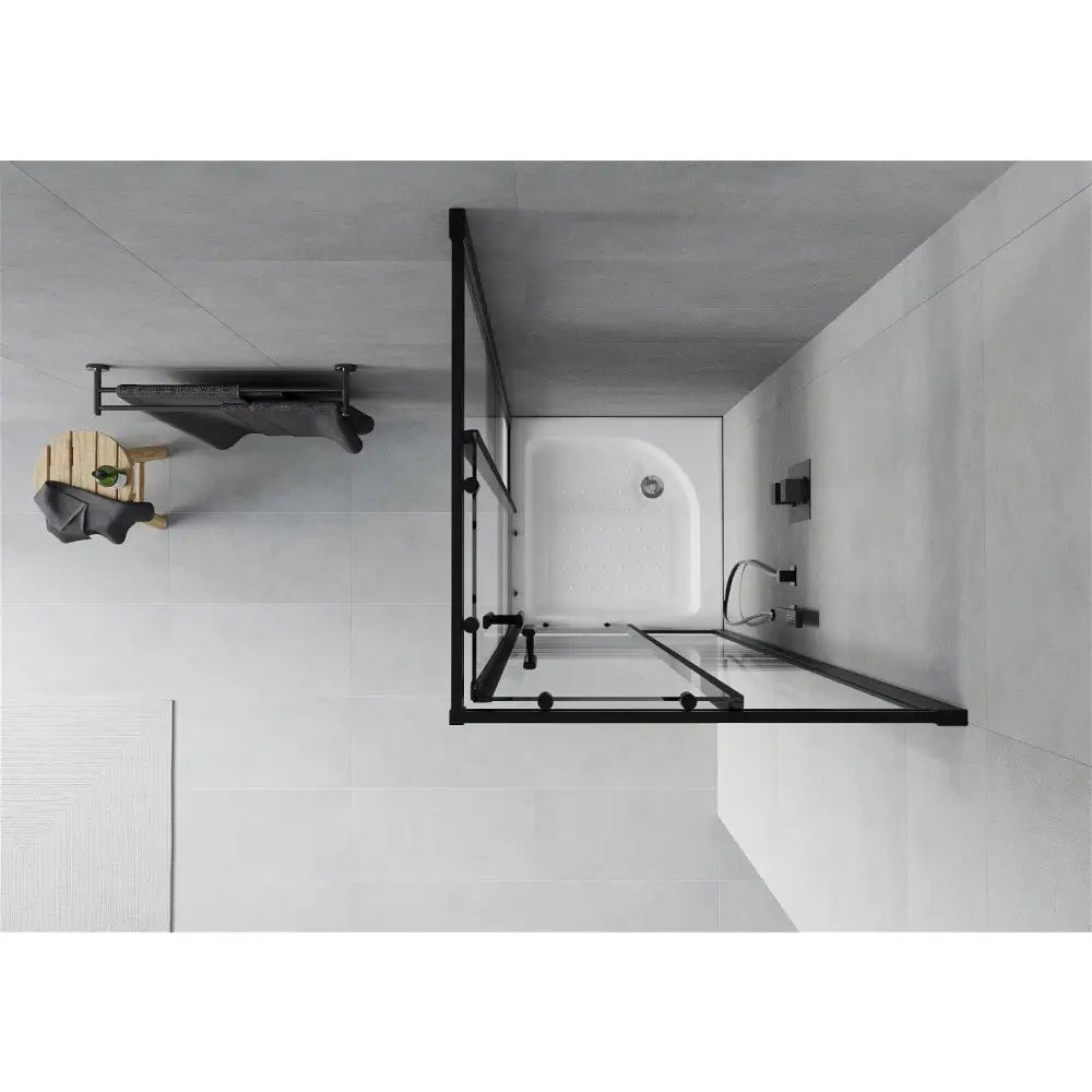 Dusjhjørne med Dusjbrett Kvadratisk 70x70 Cm Striper Svart S2