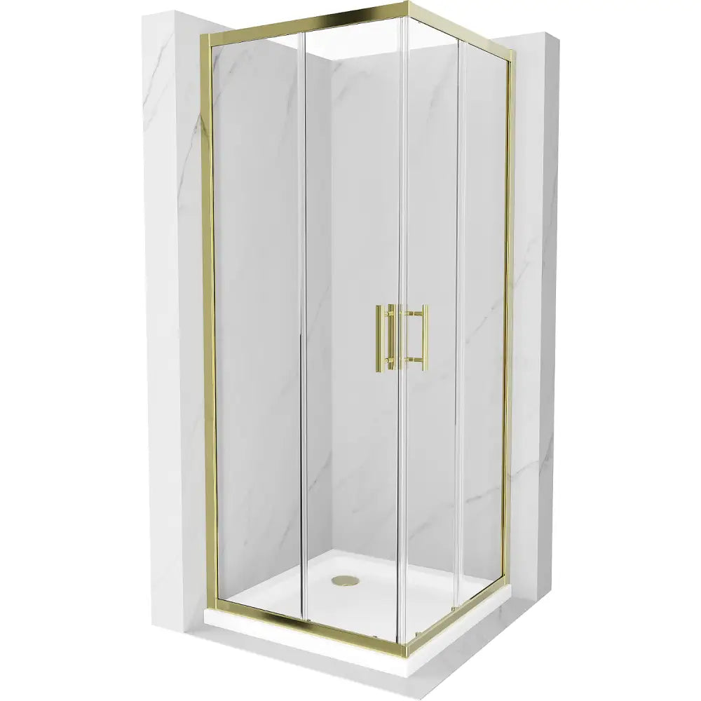 Dusjhjørne med Dusjbrett Kvadratisk 80x80 Cm Gjennomsiktig Gull