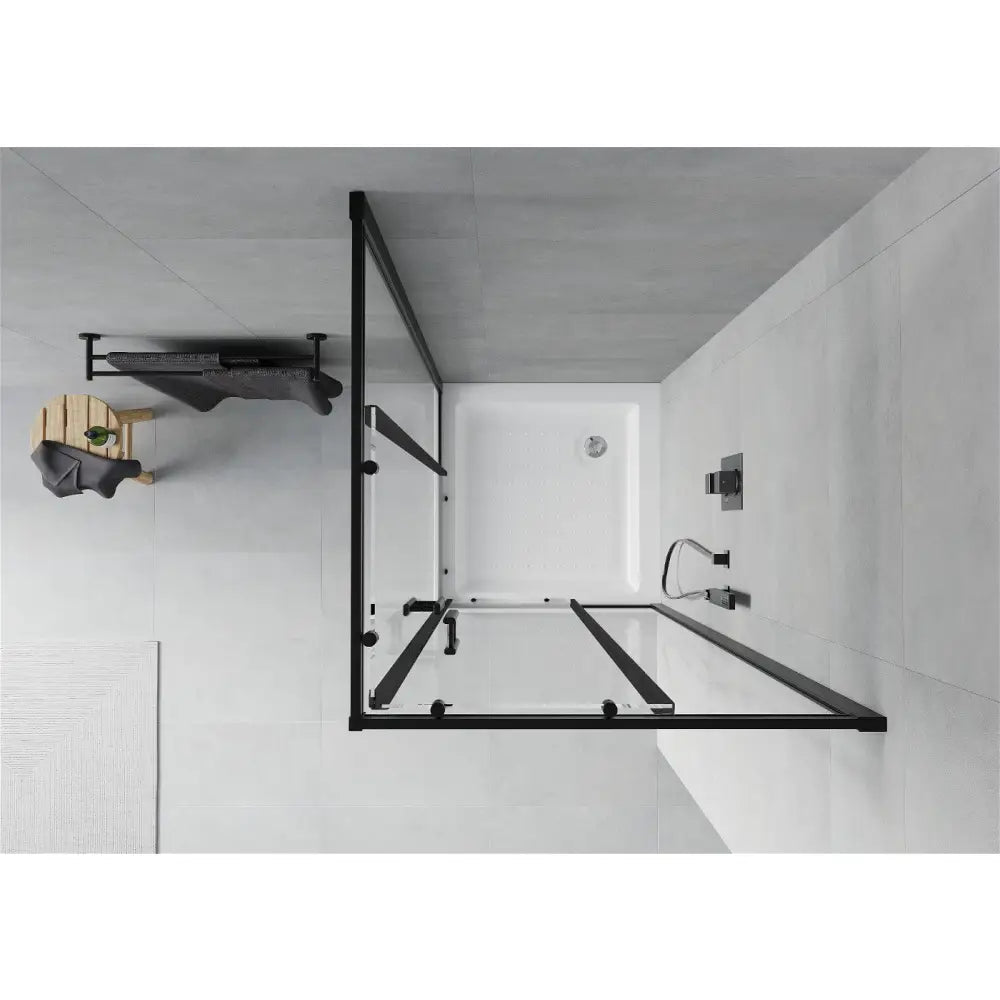 Dusjhjørne med Dusjbrett Kvadratisk 80x80 Cm Gjennomsiktig Svart