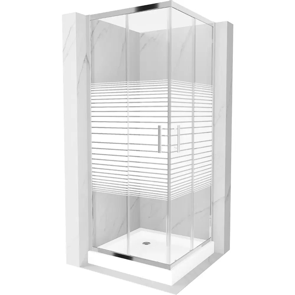 Dusjhjørne med Dusjbrett Kvadratisk 80x80 Cm Striper Krom