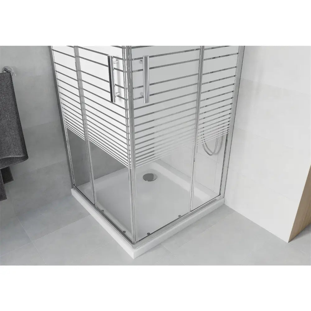 Dusjhjørne med Dusjbrett Kvadratisk 80x80 Cm Striper Krom