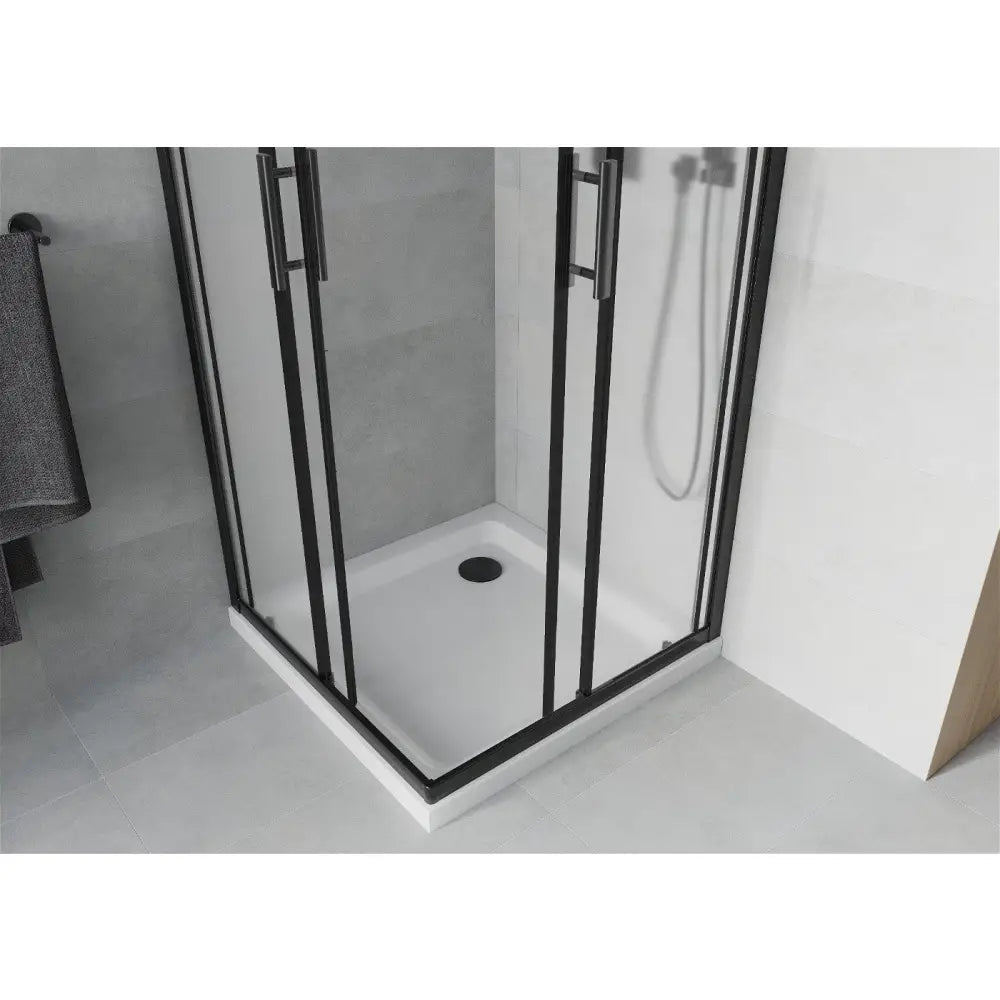 Dusjhjørne med Dusjbrett Kvadratisk 90x90 Cm Frost Svart