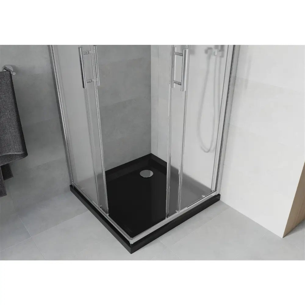 Dusjhjørne med Dusjbrett Kvadratisk 90x90 Cm Frostet Krom