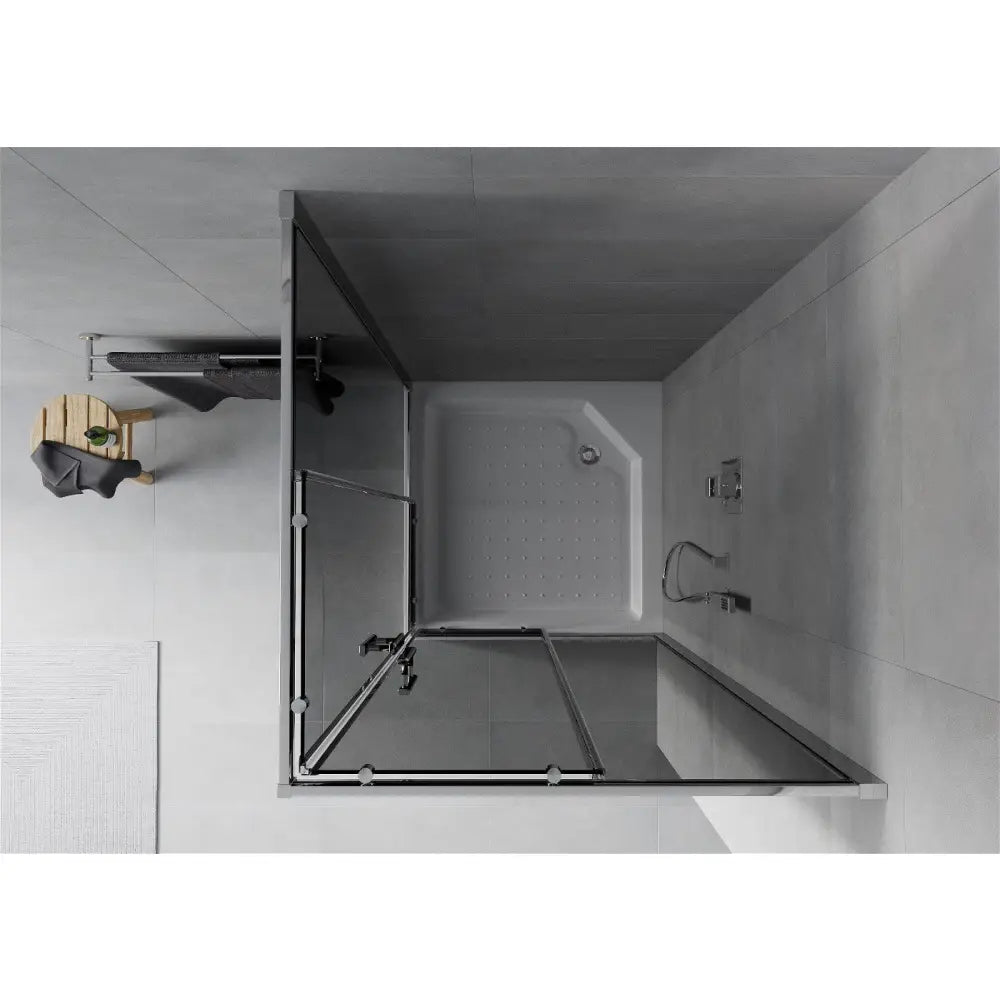 Dusjhjørne med Dusjbrett Kvadratisk 90x90 Cm Grafitt