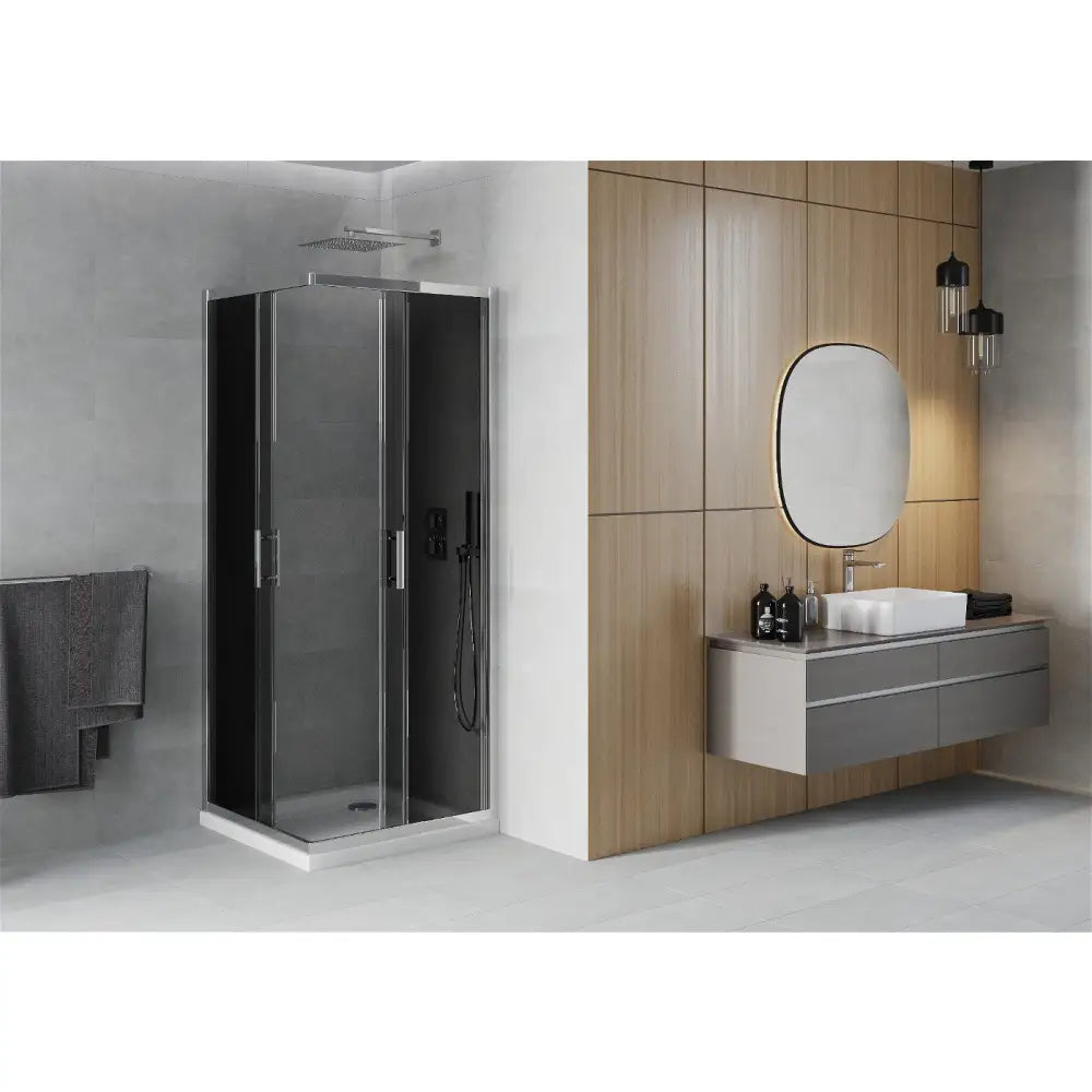 Dusjhjørne med Dusjbrett Kvadratisk 90x90 Cm Grafitt