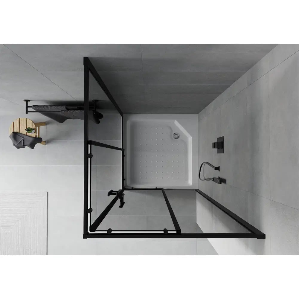 Dusjhjørne med Dusjbrett Kvadratisk 90x90 Cm Grafitt