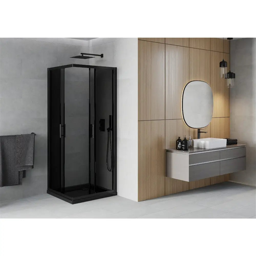 Dusjhjørne med Dusjbrett Kvadratisk 90x90 Cm Grafitt S2