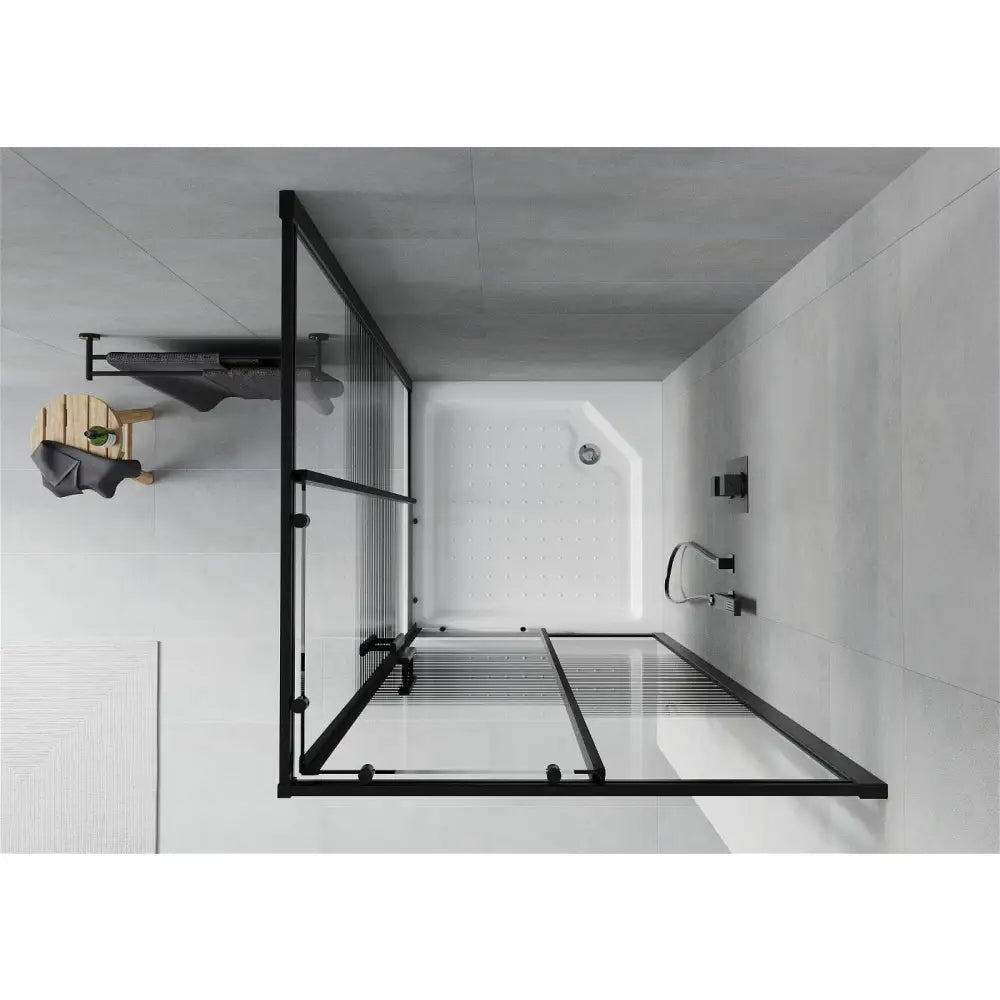 Dusjhjørne med Dusjbrett Kvadratisk 90x90 Cm Striper Svart