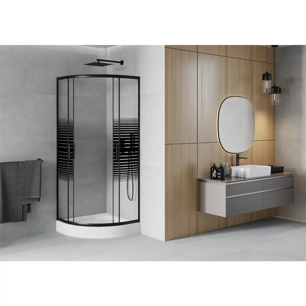 Dusjhjørne med Dusjbrett 70x70 Cm Striper Svart