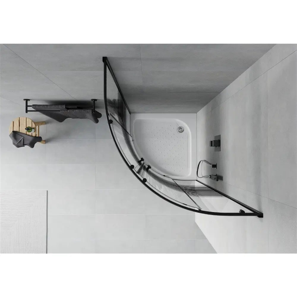 Dusjhjørne med Dusjbrett 70x70 Cm Striper Svart