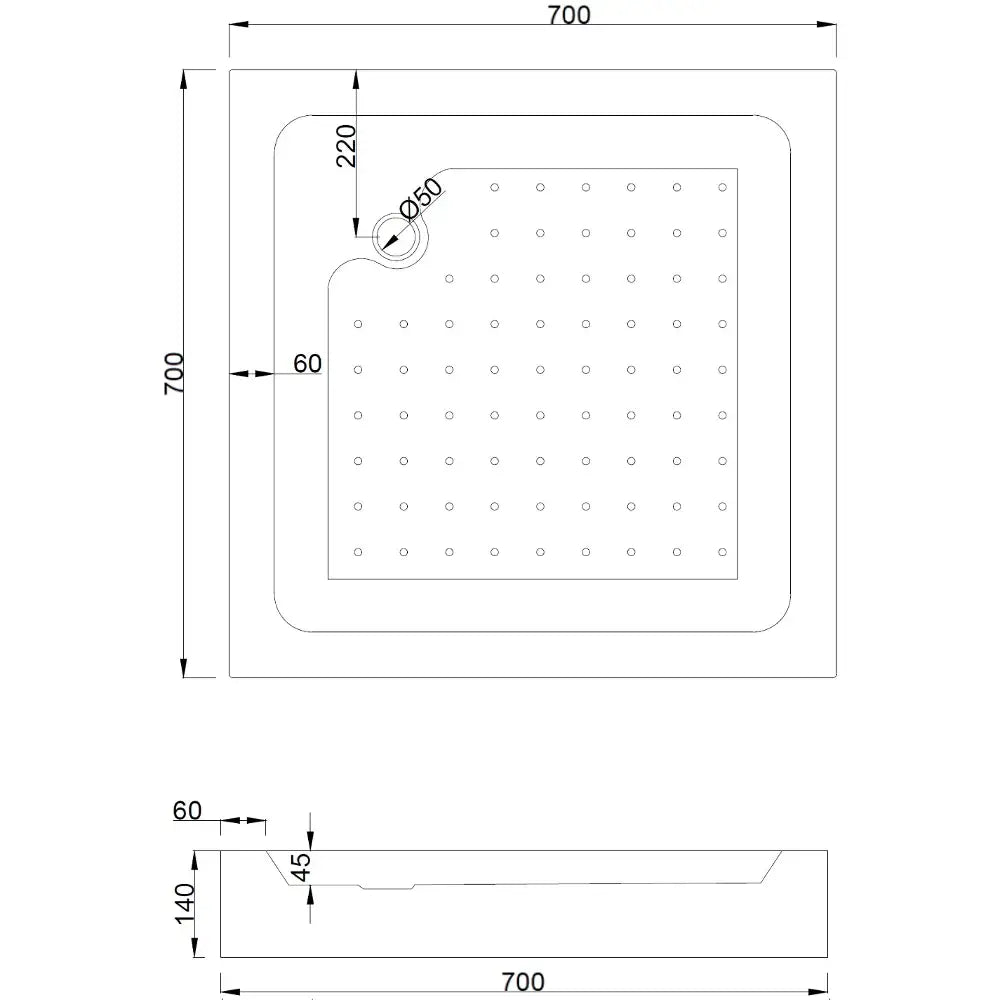 Mexen Rio Kvadratisk Dusjbrett 70x70 Cm Hvitt