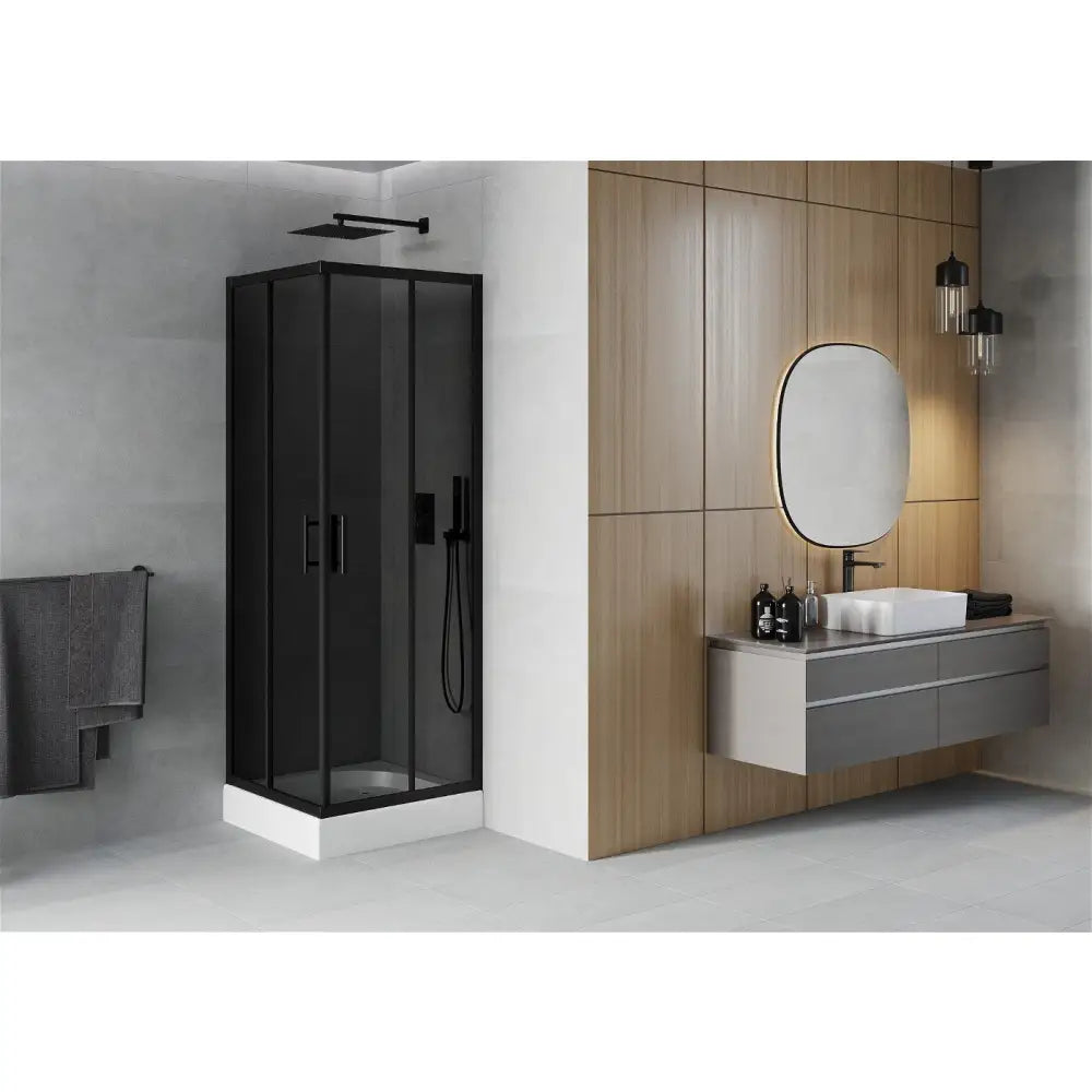 Dusjhjørne med Dusjbrett 70x70 Cm Grafitt S3