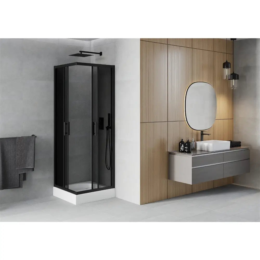 Dusjhjørne med Dusjbrett 70x70 Cm Grafitt S3