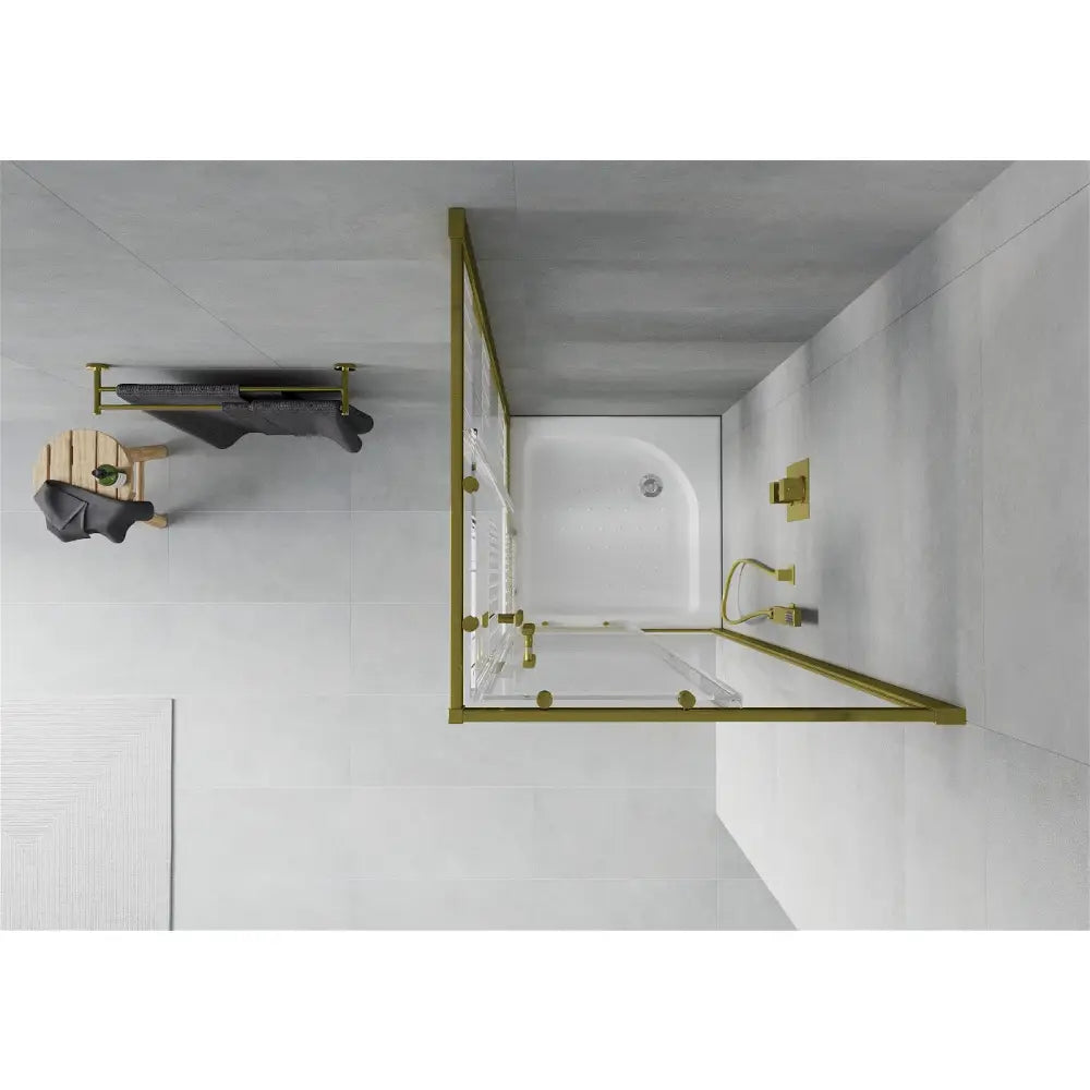 Dusjhjørne med Dusjbrett 70x70 Cm Striper Gull