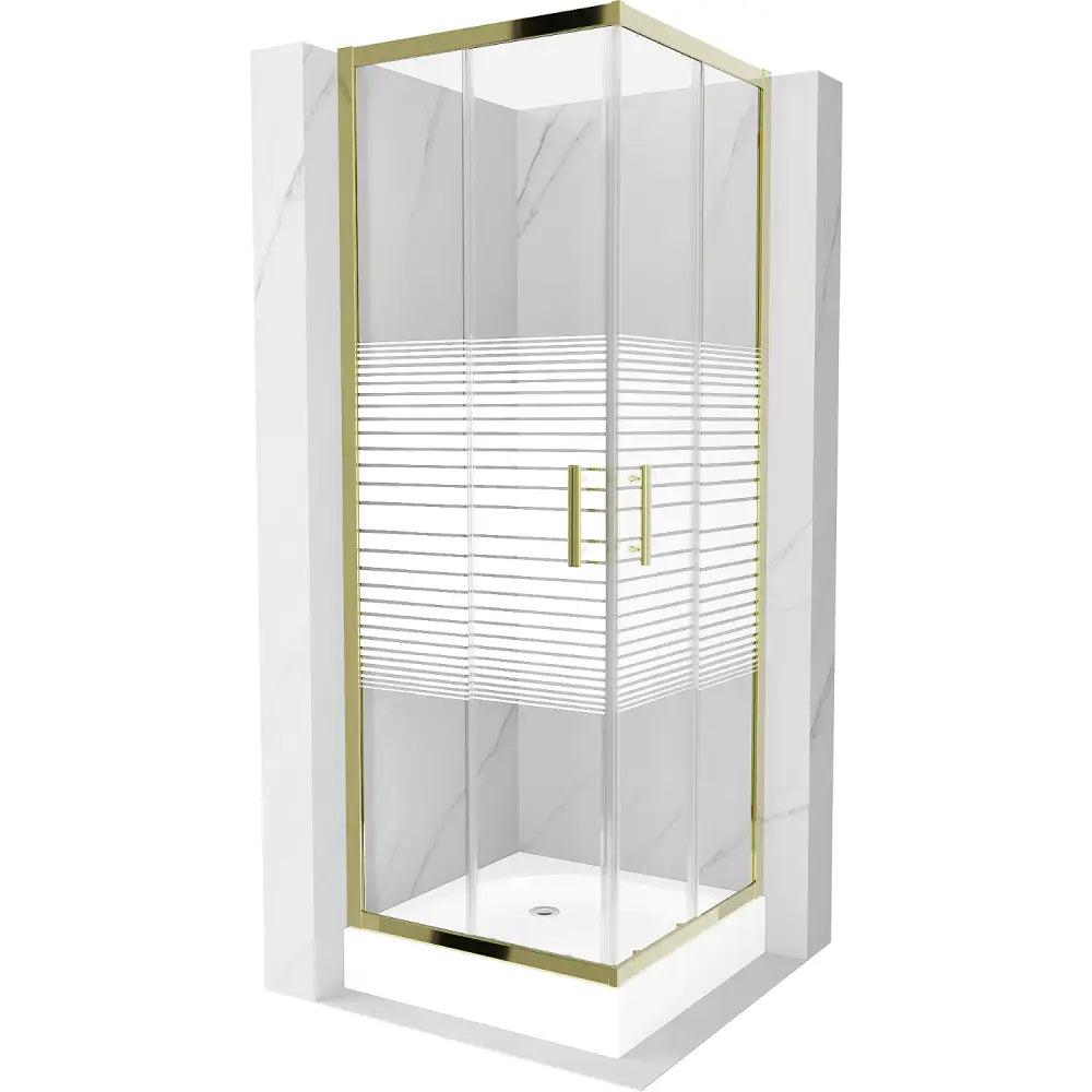 Dusjhjørne med Dusjbrett 70x70 Cm Striper Gull