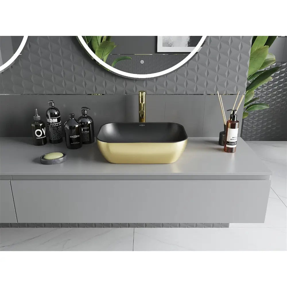 Mexen Rita Overflatevask 45x32 Cm Matt Svart/gull