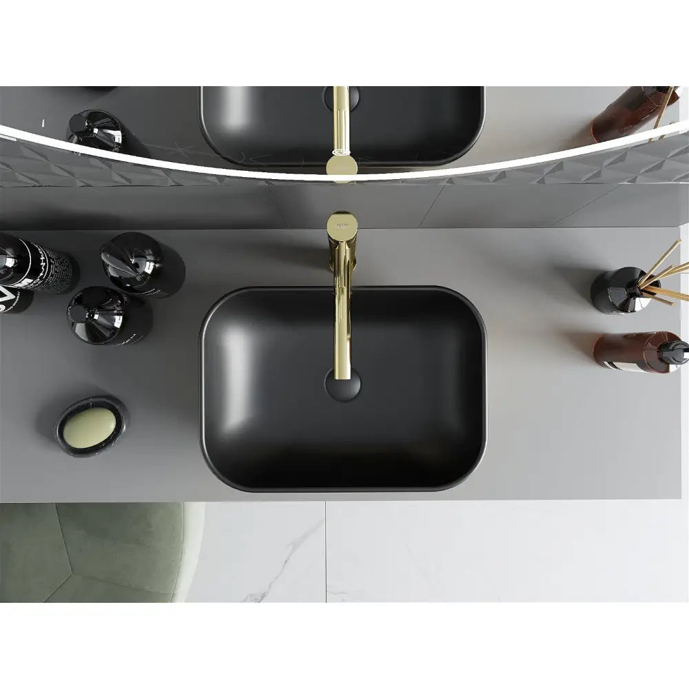 Mexen Rita Overflatevask 45x32 Cm Matt Svart/gull