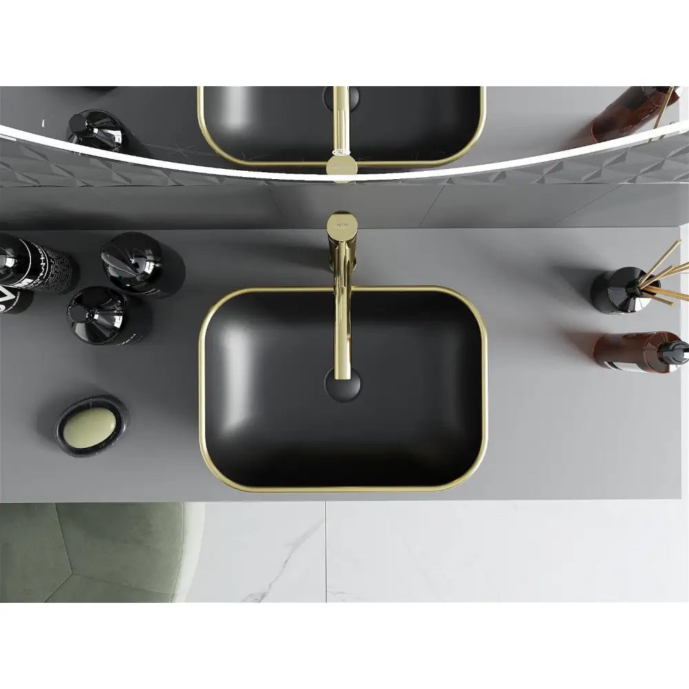 Mexen Rita Servant for Benkeplate 45x32 Cm Matt Svart/gullkant