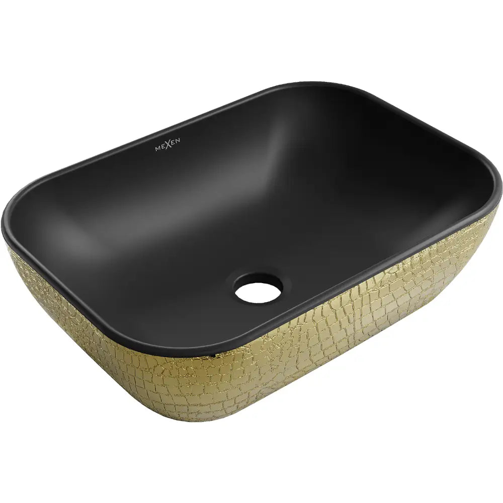 Mexen Rita Servant for Montering på Benkeplate 45x32 Cm Matt Svart/gull Skjellmønster