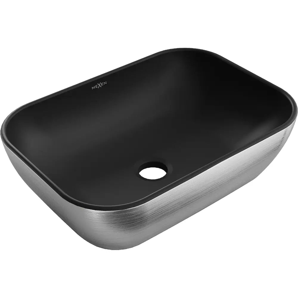 Mexen Rita Servant for Montering på Benkeplate 45x32 Cm Sort Matt/sølv Linjemønster